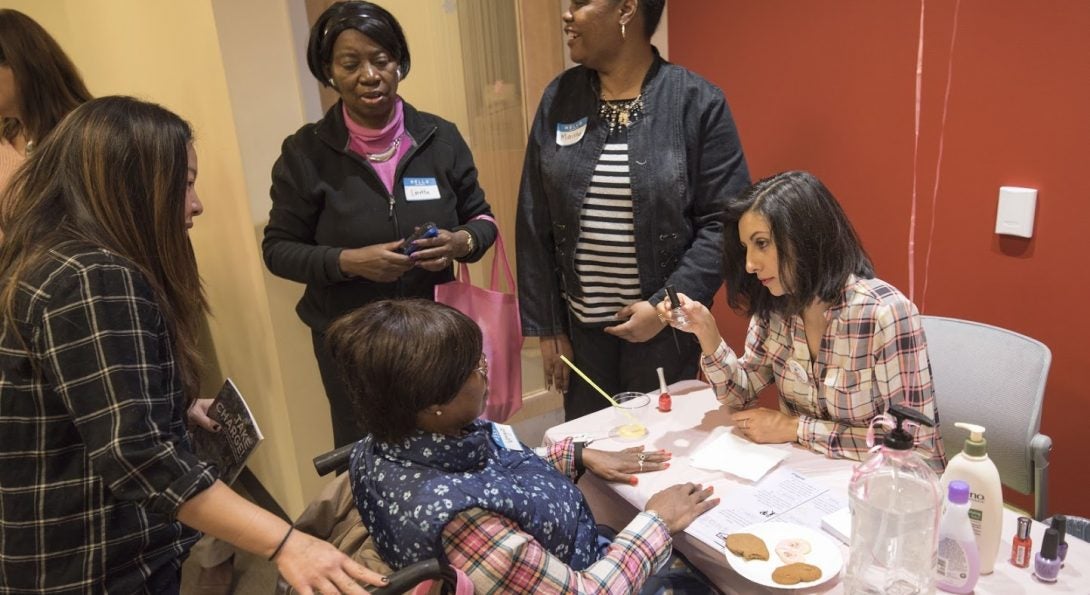 A ScreenABLE Saturday participant receives a manicure